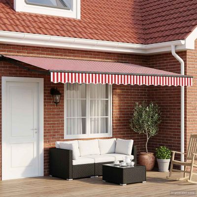 vidaXL Ručná skladacia markíza Červená a Biela 4 × 3,5 m