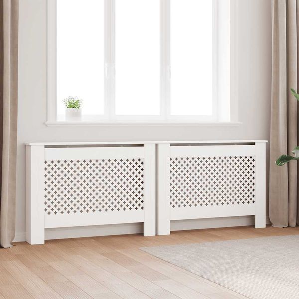 vidaXL Kryty na radiátor 2 ks biele 112x19x81,5 cm MDF