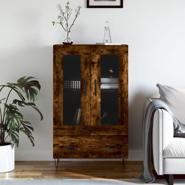 vidaXL Vysoká skrinka dymový dub 69,5x31x115 cm kompozitné drevo