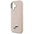 Puzdro Karl Lagerfeld Magsafe PU puzdro s kolíkmi Karl&Choupette heads pins, logom a kovovými tlačidlami fotoaparátu pre iPhone 17 béžová