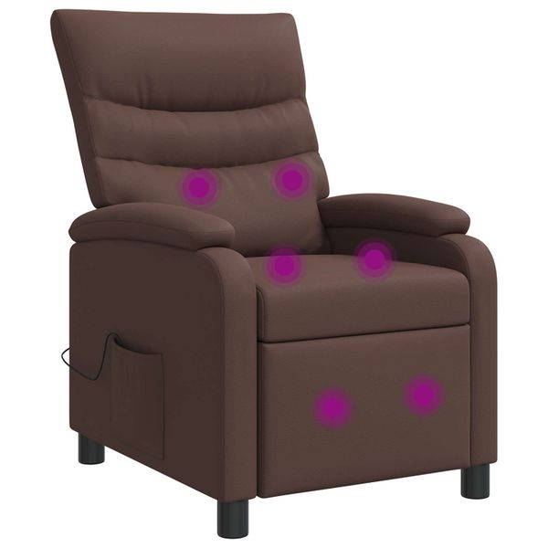 vidaXL Masážne relaxačné kreslo Hnedá Umelá koža