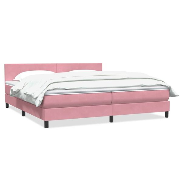 vidaXL Posteľný rám boxsping s matracom ružový 180x210 cm zamat