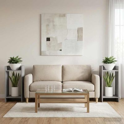 vidaXL Stojan na rastliny s poličkou 2 pcs Sivá Sonoma 30 x 30 x 60 cm