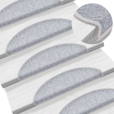 vidaXL 15 ks Nášľapy na schody bledosivé 56x17x3 cm
