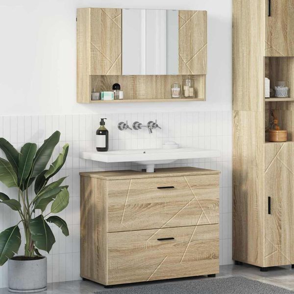 vidaXL Sada kúpeľňového nábytku 2 ks Sonoma dub 76,5 x 35 x 64 cm