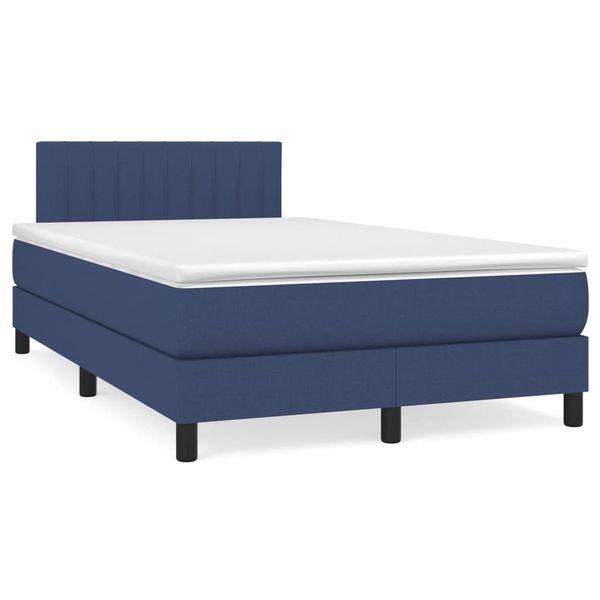 vidaXL Boxspring posteľ s matracom a LED modrá 120x190 cm látka