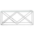 vidaXL Konferenčný stolík 110x45x45 cm nehrdzavejúca oceľ a sklo