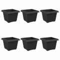 vidaXL Štvorcový črepník na kvety 6 ks Čierna 23 x 23 x 17,5 cm Plast