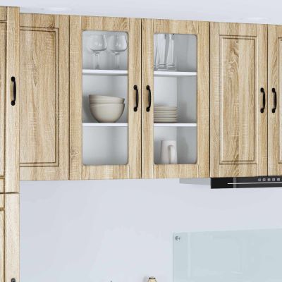 vidaXL Nástenný sklenený kabinet PORTO Sonoma dub 80 x 31 x 80 cm