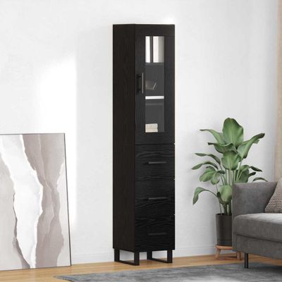 vidaXL Highboard Čierny dub 34,5 x 34 x 180 cm Kompozitné drevo