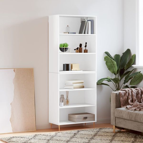 vidaXL Vysoká skrinka lesklá biela 69,5x32,5x180 cm kompozitné drevo