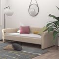 vidaXL Pohovka s USB krémová látková 90x200 cm