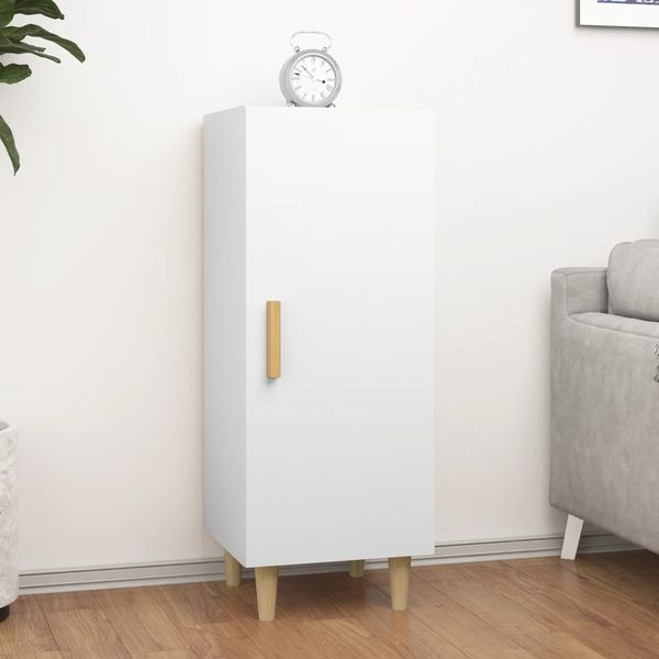 vidaXL Komoda biela 34,5x34x90 cm spracované drevo