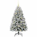 vidaXL Umelý Sklápací Vianočný Stromček 150 LED Zelená a biela 120 cm