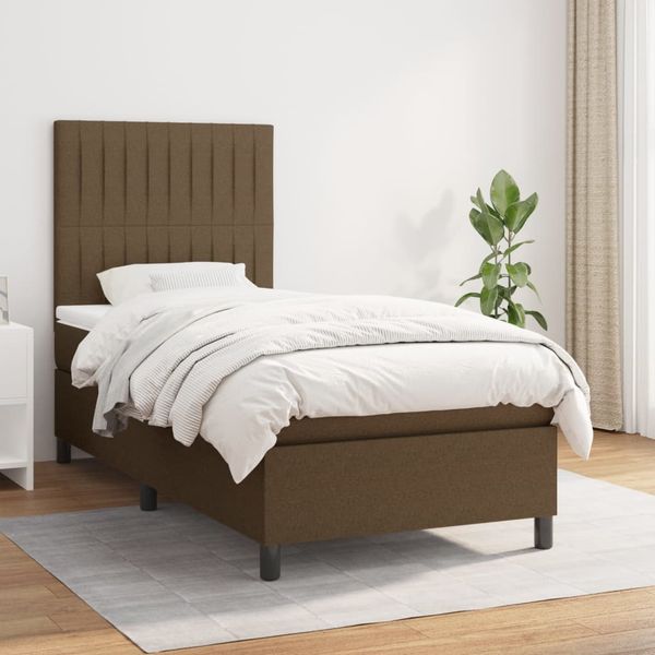 vidaXL Posteľný rám boxsping s matracom hnedý 80x200 cm látka