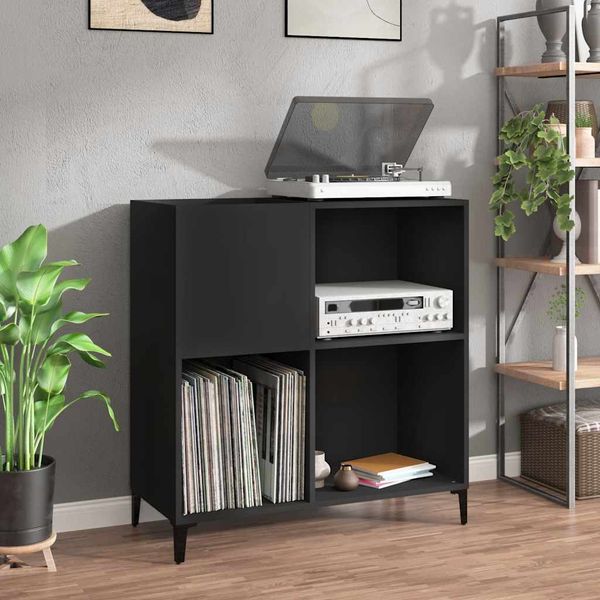 vidaXL Skrinka na platne čierna 84,5x38x89 cm kompozitné drevo