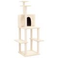vidaXL Škrabadlo pre mačky so sisalovými stĺpikmi krémové 144,5 cm