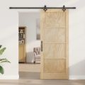 vidaXL Posuvné dvere Prírodná a čierna 86 x 211 cm Borovicový masív