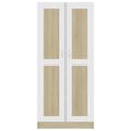 vidaXL Knižnica, biela a sonoma 82,5x30,5x185,5 cm, kompozitné drevo