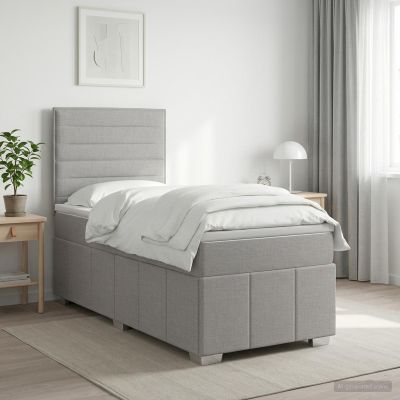 vidaXL LED boxspring posteľ s matracom Svetlosivá 80 x 200 cm Látka