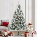 vidaXL Umelý vianočný stromček Zelená a biela 210 cm PVC, kov a plast