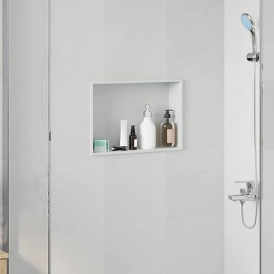 vidaXL Sprchový výklenok Biela 45 x 30 x 9,5 cm Nerezová oceľ