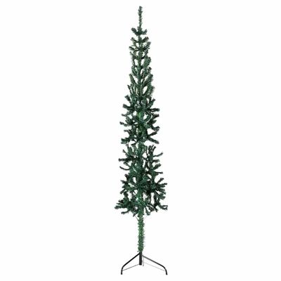 vidaXL Úzky umelý vianočný polovičný stromček a podstavec zelený 240cm