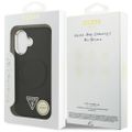 Guess Case Magsafe PU kožené puzdro s trojuholníkovým logom Strieborný kovový rám fotoaparátu pre iPhone 17 čierna