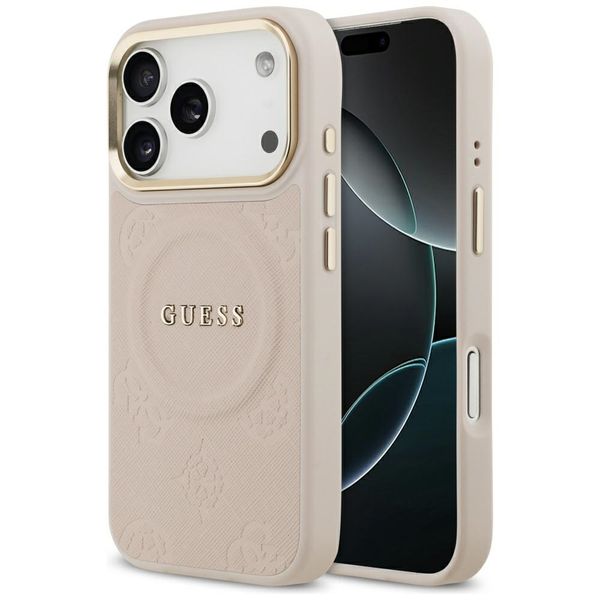Obal Guess pre iPhone 17 Pro HC MAGSAFE PU W/ PEONY HOT STAMP ružový