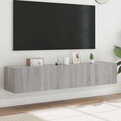 vidaXL TV nástenné skrinky s LED svetlami 2 ks sivé sonoma 80x35x31 cm