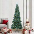 vidaXL Rohový umelý vianočný strom s 300 LED-i Zelená 210 cm PVC a kov
