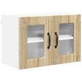 vidaXL Nástenný sklenený kabinet PORTO Sonoma dub 60 x 31 x 40 cm