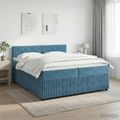 vidaXL Posteľ boxspring s matracom Tmavomodrá 200 x 200 cm Zamat