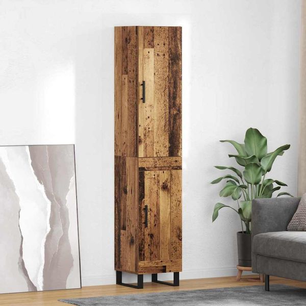 vidaXL Highboard Staré drevo 34,5 x 34 x 180 cm Kompozitné drevo