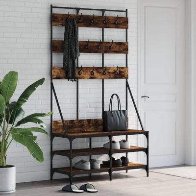 vidaXL Vešiak na šaty s botníkom dymový dub 100x40x184 cm