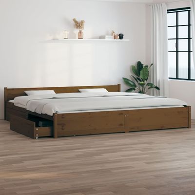 vidaXL Posteľný rám so zásuvkami medovo-hnedý 180x200cm Super King