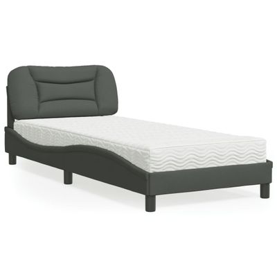 vidaXL Posteľ s matracom Hvar tmavosivá 90x200 cm látka