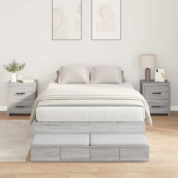 vidaXL Rám postele s úložným prostorem so zásuvkou Sivý Sonoma 120 cm