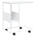 vidaXL Príručný stolík s kolieskami biely 55x36x63,5cm spracov. drevo