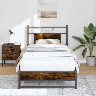 vidaXL Posteľný rám bez matraca dymový dub 80x200 cm kompozitné drevo