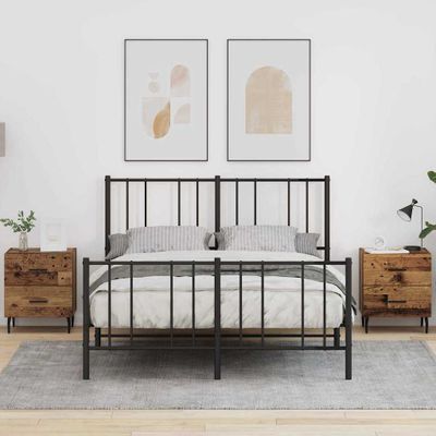 vidaXL Nočný stolík so zásuvkou 2 pcs Staré drevo 40 x 35 x 47,5 cm