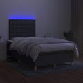 vidaXL Posteľ boxsping s matracom a LED tmavosivá 120x200 cm látka