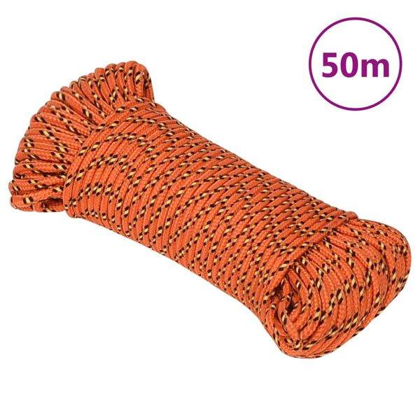 vidaXL Lodné lano oranžové 4 mm 50 m polypropylén