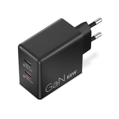 Lenovo Dual USB-C 65W GaN Charger, black Nabíjačka, 2× USB-C, 65W GaN, EU zástrčka, 1,5m USB-C kábel, čierna