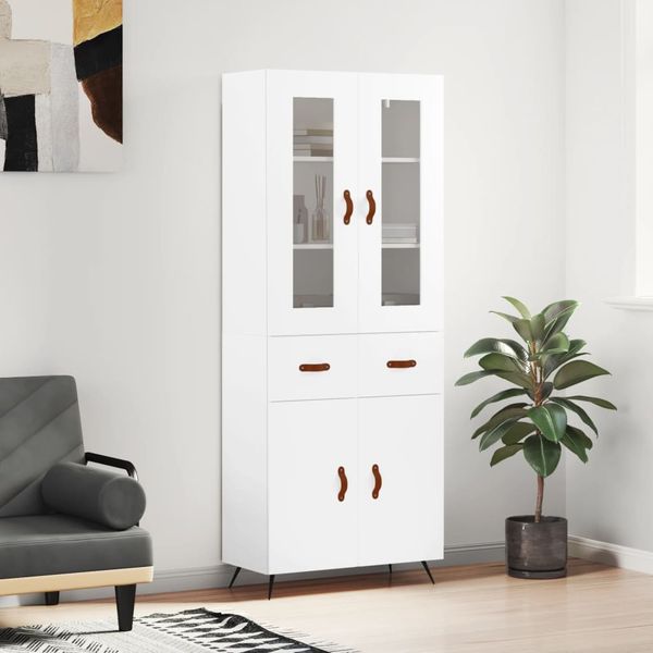 vidaXL Vysoká skrinka biela 69,5x34x180 cm spracované drevo