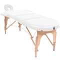 vidaXL Skladací masážny stôl, 4 cm hrubý, 2 podložky, oválny, biely