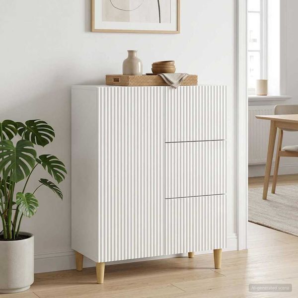 vidaXL Servírovacia skriňa Biela s vysokým leskom 66 x 34,5 x 90 cm