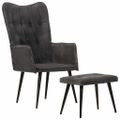 vidaXL Kreslo wingback s podnožkou čierne vintage plátno