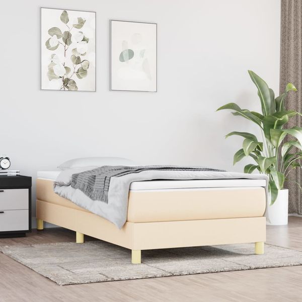vidaXL Posteľný rám boxsping s matracom krémový 90x200 cm látka