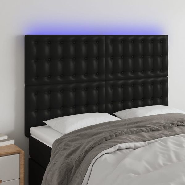 vidaXL Čelo postele s LED čierne 144x5x118/128 cm umelá koža